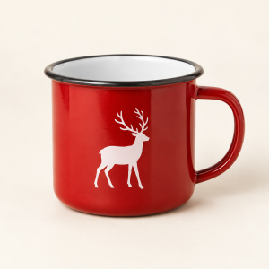 Red Reindeer Enamel Mug