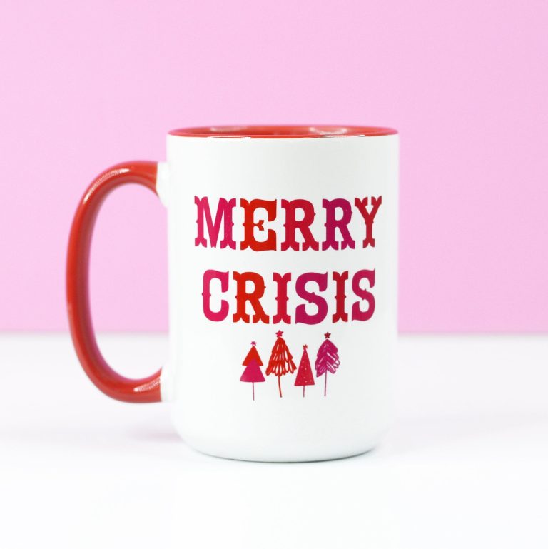 Merry Crisis RED Christmas Mug – Funny Coffee Mug