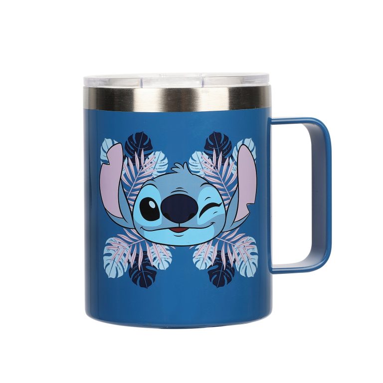 Stitch Face and Leaves 14oz Vacuum Sealed Stainless Steel Coffee Mug