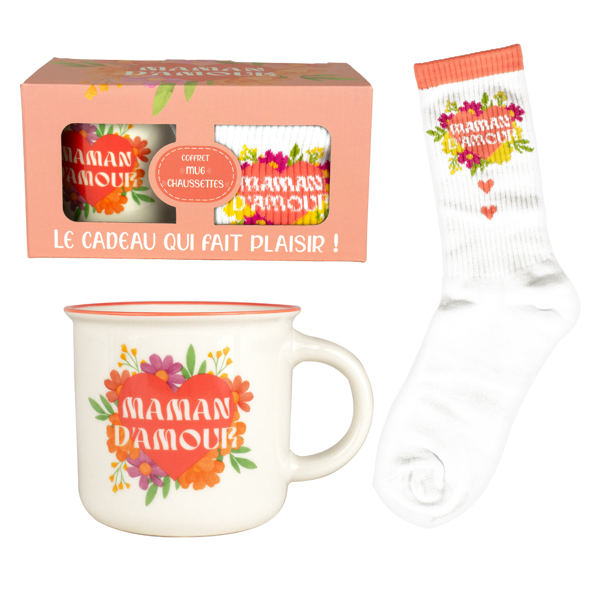 Mug avec Chaussette Maman d'Amour - Petits Messages