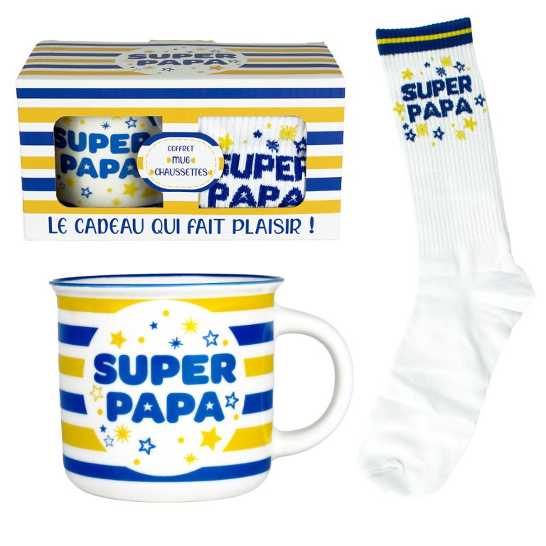 Mug avec Chaussette Super Papa - Petits Messages