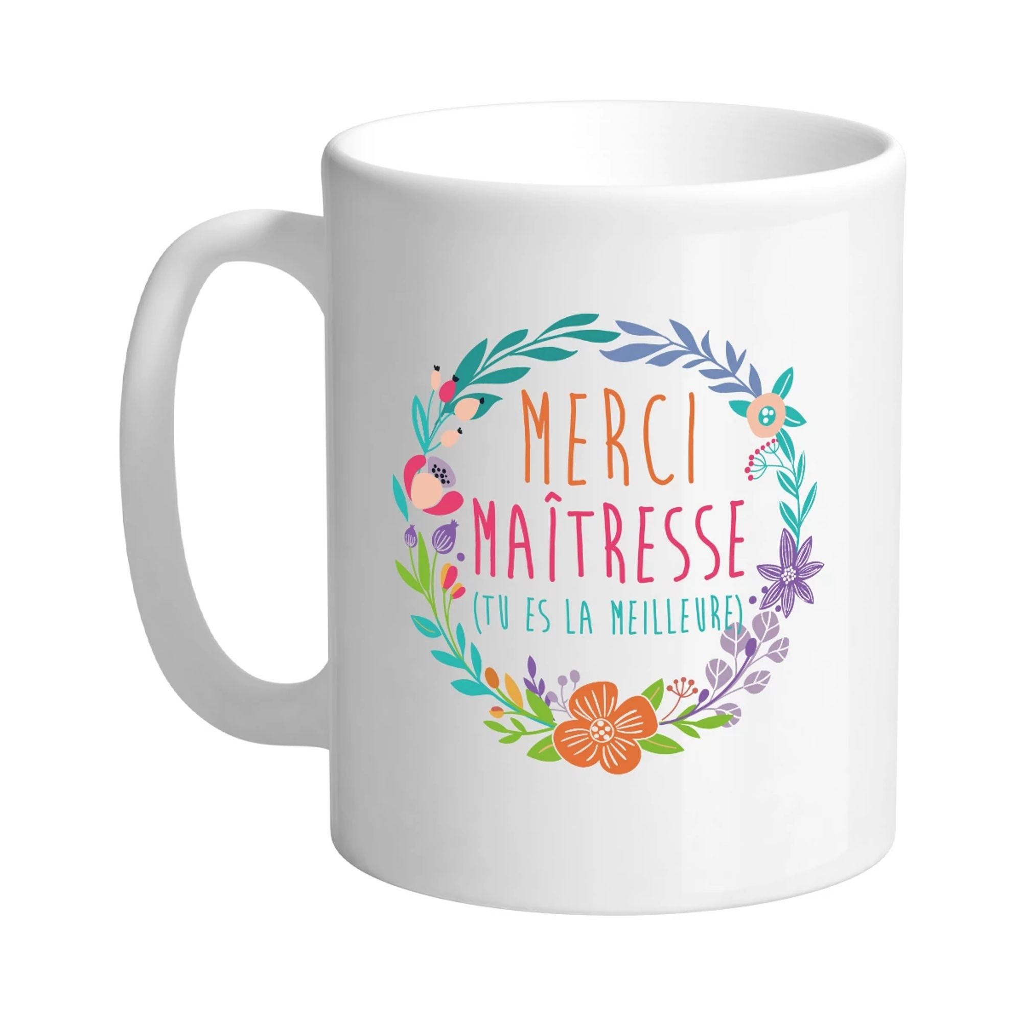 Mug Merci Maîtresse floral - Petits Messages