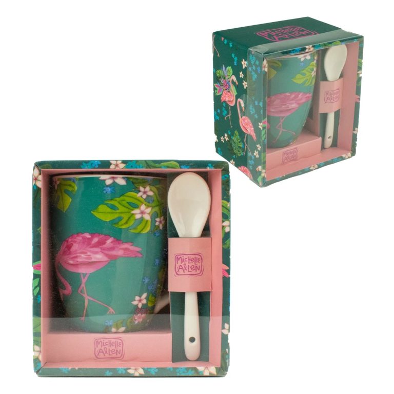 Mug avec cuillère Flamant Rose - Allen Designs