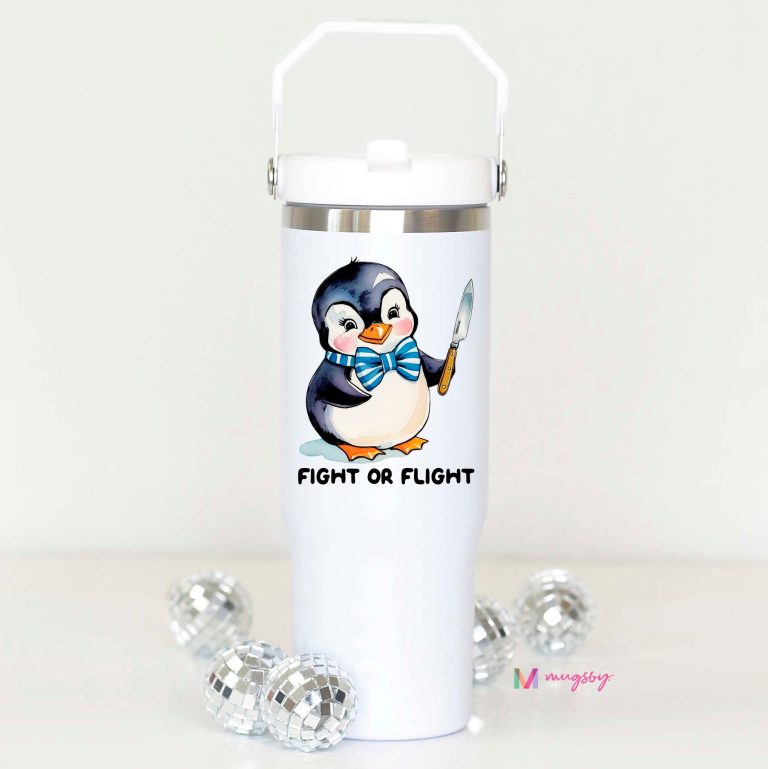 Fight or Flight Flip Straw Cup – Funny Anxious Girl Tumbler