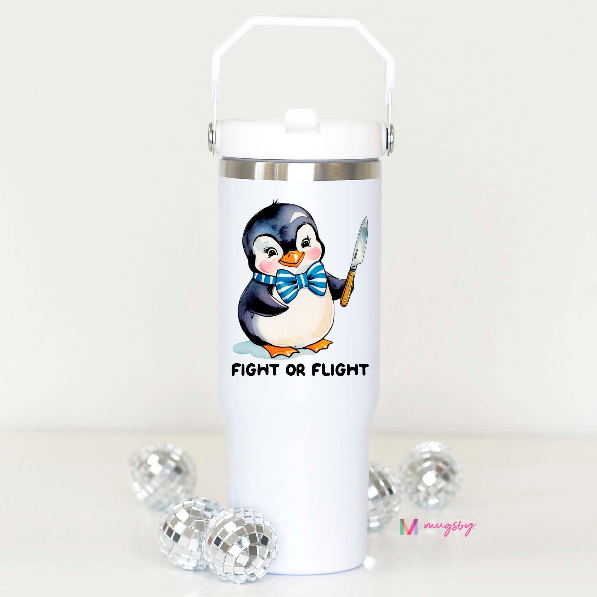 Fight or Flight Flip Straw Cup – Funny Anxious Girl Tumbler