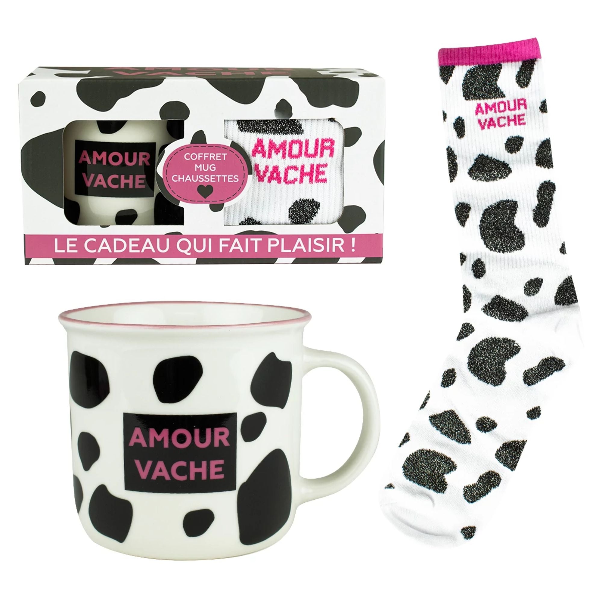 Set mug avec chaussette Amour Vache - Petits Messages