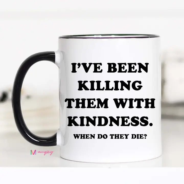 Killing Them With Kindness Coffee Mug – Funny Cowgirl Skull Cup