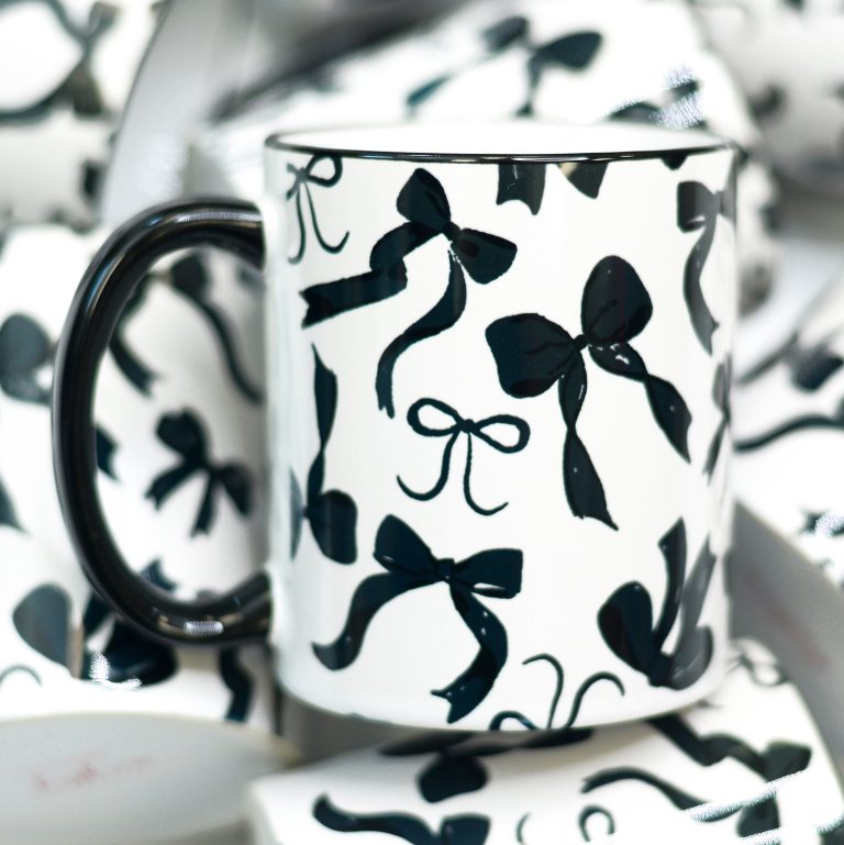 Black Bow Coquette Ceramic Mug