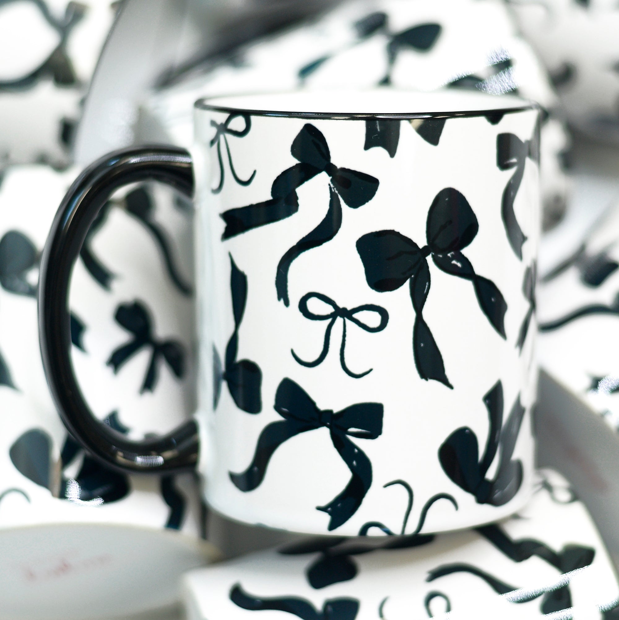 Black Bow Coquette Ceramic Mug
