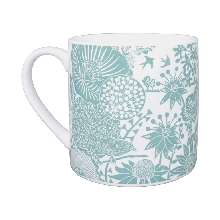 Kate Heiss Powder Blue Floral Landscape Ceramic Mug - 310ml
