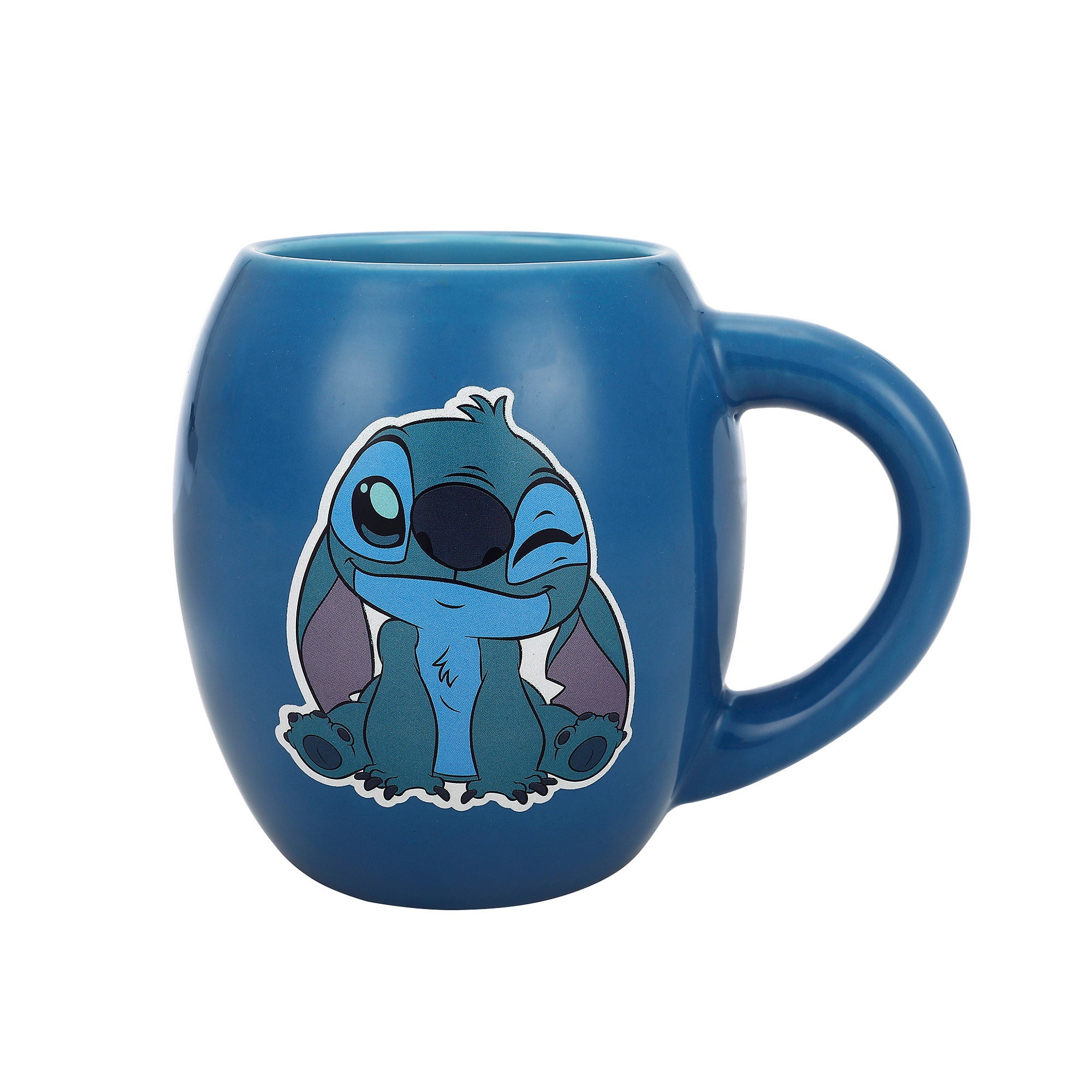 Lilo & Stitch Blue Ceramic Coffee Mug 18 oz Oval Mug for Hot Drinks