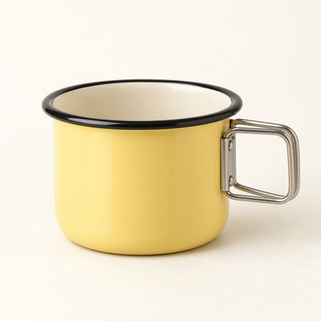 Butter Yellow Folding Handle Camp Cup